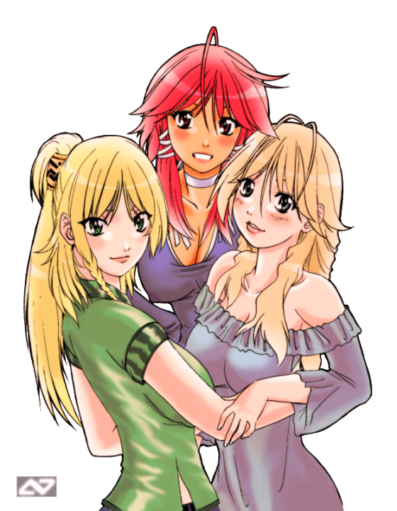 Ashley, Linka, and Sophie (colorized, transparent bg)
